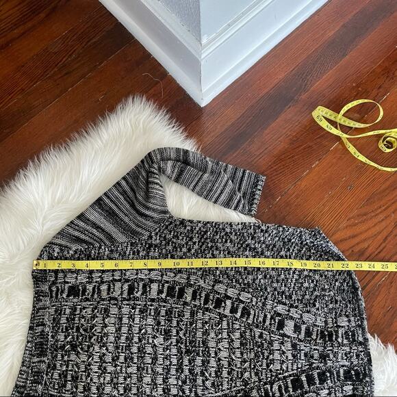 Kim Rogers Black Heather Sweater Lightweight ¾ Sleeves Size Small Grayscale - Picture 6 of 6